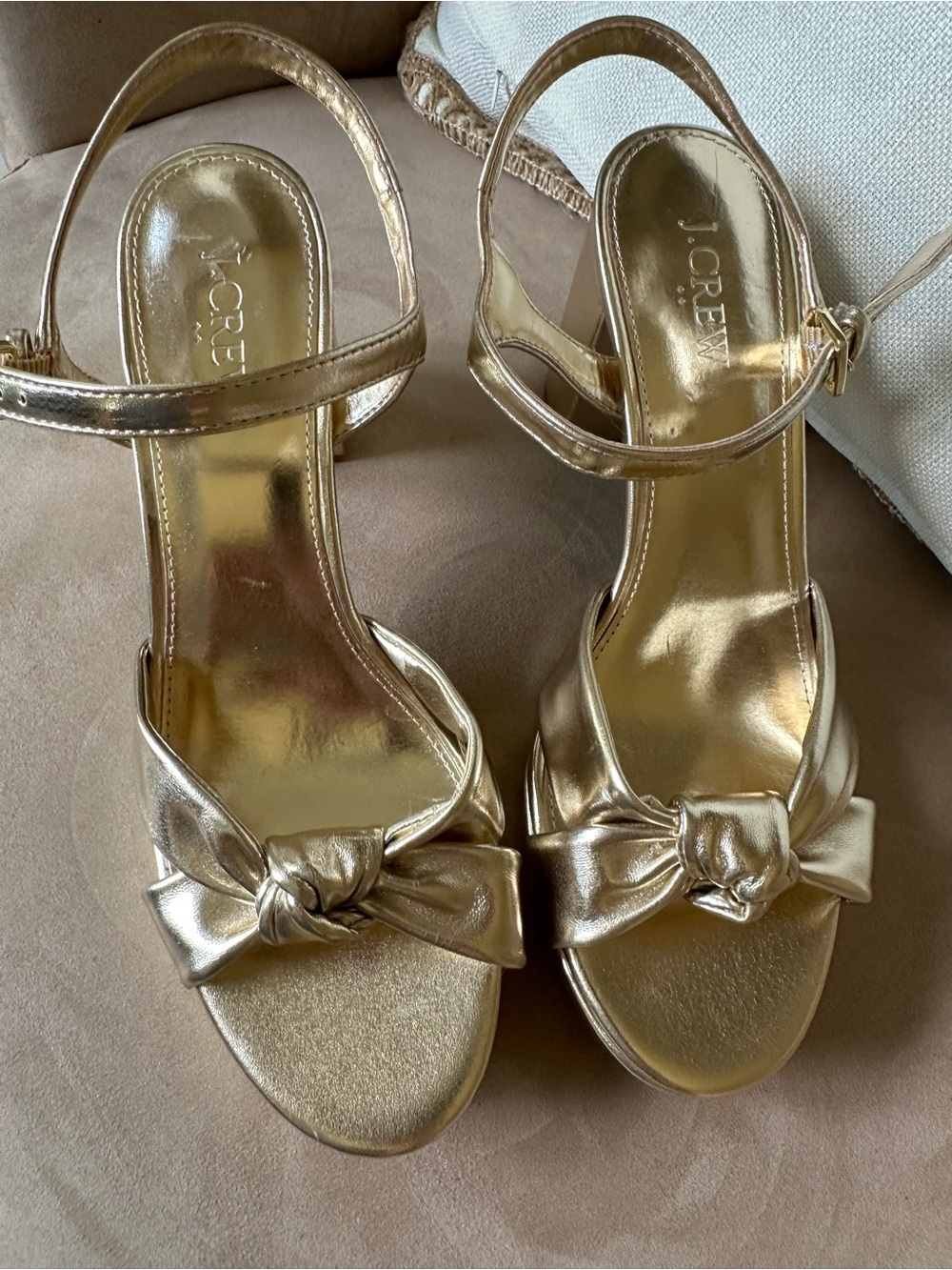 J. Crew Metallic Gold Knotted Platform Heels - Picture 4 of 11